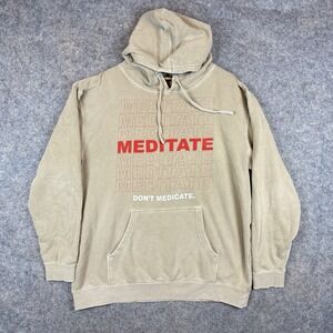 Dreamville J.Cole Hoodie Mens 2XL Beige Meditate Don't Medicate Friends Lyrics